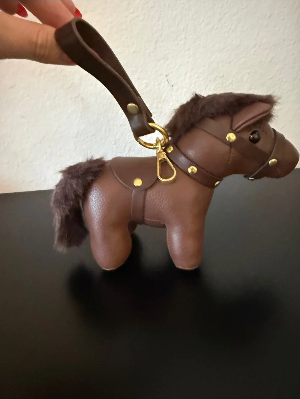 ✨ NWT Brown Faux Leather Mini Pony Bag Charm / Keychain ✨
